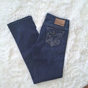 Mek Dnm Women's Low Rise Dark Wash Straight Leg Denim Blue Jeans 29